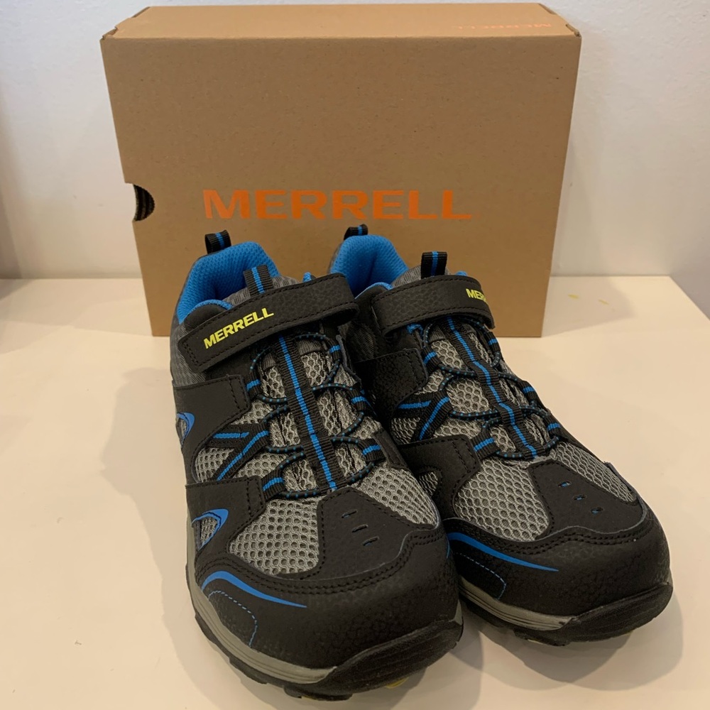 Merrell Kids' Trail Chaser Gray and Blue Sneakers